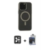 MARSİLYAN™- iPhone 15 Pro Max Kılıf Yadigar Işık - Siyah Vanessa Magic Cam + PVD Metal Kamera Lens - SH