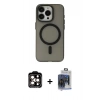MARSİLYAN™- iPhone 15 Pro Max Kılıf Yadigar Işık - Siyah Vanessa Magic Cam + PVD Metal Kamera Lens - TU