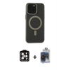 MARSİLYAN™- iPhone 15 Pro Max Kılıf Yadigar Işık - Siyah Vanessa Magic Cam + PVD Metal Kamera Lens - TU