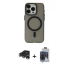 MARSİLYAN™- iPhone 15 Pro Max Kılıf Yadigar Işık - Siyah Vanessa Magic Cam + Raze Metal Kamera Lens - GS