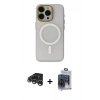 MARSİLYAN™- iPhone 15 Pro Max Kılıf Yadigar Işık - Siyah Vanessa Magic Cam + Raze Metal Kamera Lens - GS