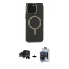 MARSİLYAN™- iPhone 15 Pro Max Kılıf Yadigar Işık - Siyah Vanessa Magic Cam + Raze Metal Kamera Lens - GS