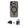 MARSİLYAN™- iPhone 15 Pro Max Kılıf Yadigar Işık - Siyah Vanessa Magic Cam + Raze Metal Kamera Lens - SH