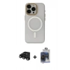 MARSİLYAN™- iPhone 15 Pro Max Kılıf Yadigar Işık - Siyah Vanessa Magic Cam + Raze Metal Kamera Lens - SH