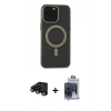 MARSİLYAN™- iPhone 15 Pro Max Kılıf Yadigar Işık - Siyah Vanessa Magic Cam + Raze Metal Kamera Lens - SH