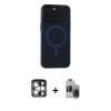 MARSİLYAN™- iPhone 15 Pro Max Kılıf Yadigar Işık - Siyah Vanessa Magic Hayalet Cam + PVD Metal Kamera Lens - GS