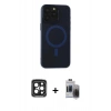 MARSİLYAN™- iPhone 15 Pro Max Kılıf Yadigar Işık - Siyah Vanessa Magic Hayalet Cam + PVD Metal Kamera Lens - SH