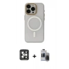 MARSİLYAN™- iPhone 15 Pro Max Kılıf Yadigar Işık - Siyah Vanessa Magic Hayalet Cam + PVD Metal Kamera Lens - GI
