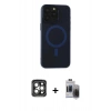 MARSİLYAN™- iPhone 15 Pro Max Kılıf Yadigar Işık - Siyah Vanessa Magic Hayalet Cam + PVD Metal Kamera Lens - GI