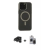 MARSİLYAN™- iPhone 15 Pro Max Kılıf Yadigar Işık - Siyah Vanessa Magic Hayalet Cam + Raze Metal Kamera Lens - GS