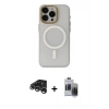 MARSİLYAN™- iPhone 15 Pro Max Kılıf Yadigar Işık - Siyah Vanessa Magic Hayalet Cam + Raze Metal Kamera Lens - GS