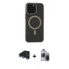 MARSİLYAN™- iPhone 15 Pro Max Kılıf Yadigar Işık - Siyah Vanessa Magic Hayalet Cam + Raze Metal Kamera Lens - LT