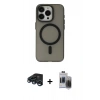 MARSİLYAN™- iPhone 15 Pro Max Kılıf Yadigar Işık - Siyah Vanessa Magic Hayalet Cam + Raze Metal Kamera Lens - LT