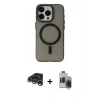 MARSİLYAN™- iPhone 15 Pro Max Kılıf Yadigar Işık - Siyah Vanessa Magic Hayalet Cam + Raze Metal Kamera Lens - GS