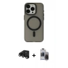 MARSİLYAN™- iPhone 15 Pro Max Kılıf Yadigar Işık - Siyah Vanessa Magic Hayalet Cam + Raze Metal Kamera Lens - SH