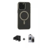 MARSİLYAN™- iPhone 15 Pro Max Kılıf Yadigar Işık - Siyah Vanessa Magic Hayalet Cam + Raze Metal Kamera Lens - SH
