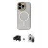 MARSİLYAN™- iPhone 15 Pro Max Kılıf Yadigar Işık - Siyah Vanessa Magic Hayalet Cam + Raze Metal Kamera Lens - SH