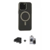 MARSİLYAN™- iPhone 15 Pro Max Kılıf Yadigar Işık - Siyah Vanessa Magic Hayalet Cam + Raze Metal Kamera Lens - TMGI