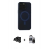 MARSİLYAN™- iPhone 15 Pro Max Kılıf Yadigar Işık - Siyah Vanessa Magic Hayalet Cam + Raze Metal Kamera Lens - TMGI