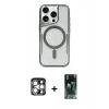 MARSİLYAN™- iPhone 15 Pro Max Kılıf Yadigar Klasik Özel Seri - Şeffaf 360 Full Body Arka Koruyucu + PVD Metal Kamera Lens - GS