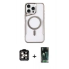 MARSİLYAN™- iPhone 15 Pro Max Kılıf Yadigar Klasik Özel Seri - Şeffaf 360 Full Body Arka Koruyucu + PVD Metal Kamera Lens - TU