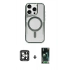 MARSİLYAN™- iPhone 15 Pro Max Kılıf Yadigar Klasik Özel Seri - Şeffaf 360 Full Body Arka Koruyucu + PVD Metal Kamera Lens - GI