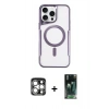 MARSİLYAN™- iPhone 15 Pro Max Kılıf Yadigar Klasik Özel Seri - Şeffaf 360 Full Body Arka Koruyucu + PVD Metal Kamera Lens - GS