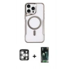 MARSİLYAN™- iPhone 15 Pro Max Kılıf Yadigar Klasik Özel Seri - Şeffaf 360 Full Body Arka Koruyucu + PVD Metal Kamera Lens - GS