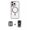 MARSİLYAN™- iPhone 15 Pro Max Kılıf Yadigar Klasik Özel Seri - Şeffaf 360 Full Body Arka Koruyucu + PVD Metal Kamera Lens - LT