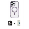 MARSİLYAN™- iPhone 15 Pro Max Kılıf Yadigar Klasik Özel Seri - Şeffaf Pasifik Cam Ekran Koruyucu + PVD Metal Kamera Lens - TU