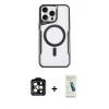 MARSİLYAN™- iPhone 15 Pro Max Kılıf Yadigar Klasik Özel Seri - Şeffaf Pasifik Cam Ekran Koruyucu + PVD Metal Kamera Lens - TU