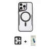 MARSİLYAN™- iPhone 15 Pro Max Kılıf Yadigar Klasik Özel Seri - Şeffaf Pasifik Cam Ekran Koruyucu + PVD Metal Kamera Lens - GS