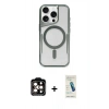 MARSİLYAN™- iPhone 15 Pro Max Kılıf Yadigar Klasik Özel Seri - Şeffaf Pasifik Cam Ekran Koruyucu + PVD Metal Kamera Lens - TU