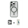 MARSİLYAN™- iPhone 15 Pro Max Kılıf Yadigar Klasik Özel Seri - Şeffaf Pasifik Cam Ekran Koruyucu + PVD Metal Kamera Lens - GS