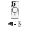 MARSİLYAN™- iPhone 15 Pro Max Kılıf Yadigar Klasik Özel Seri - Şeffaf Pasifik Cam Ekran Koruyucu + Raze Metal Kamera Lens - GS