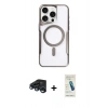 MARSİLYAN™- iPhone 15 Pro Max Kılıf Yadigar Klasik Özel Seri - Şeffaf Pasifik Cam Ekran Koruyucu + Raze Metal Kamera Lens - LT