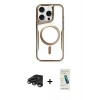 MARSİLYAN™- iPhone 15 Pro Max Kılıf Yadigar Klasik Özel Seri - Şeffaf Pasifik Cam Ekran Koruyucu + Raze Metal Kamera Lens - TMGI