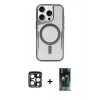 MARSİLYAN™- iPhone 15 Pro Max Kılıf Yadigar Klasik Özel Seri - Siyah 360 Mat Full Body Arka Koruyucu + Lacivert PVD Metal Kamera Lens