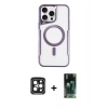 MARSİLYAN™- iPhone 15 Pro Max Kılıf Yadigar Klasik Özel Seri - Siyah 360 Mat Full Body Arka Koruyucu + PVD Metal Kamera Lens - SH