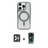 MARSİLYAN™- iPhone 15 Pro Max Kılıf Yadigar Klasik Özel Seri - Siyah 360 Mat Full Body Arka Koruyucu + PVD Metal Kamera Lens - SH