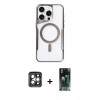 MARSİLYAN™- iPhone 15 Pro Max Kılıf Yadigar Klasik Özel Seri - Siyah 360 Mat Full Body Arka Koruyucu + PVD Metal Kamera Lens - GI