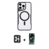 MARSİLYAN™- iPhone 15 Pro Max Kılıf Yadigar Klasik Özel Seri - Siyah 360 Mat Full Body Arka Koruyucu + PVD Metal Kamera Lens - SH