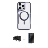 MARSİLYAN™- iPhone 15 Pro Max Kılıf Yadigar Klasik Özel Seri - Siyah 3D Antistatik Hayalet Cam Ekran Koruyucu + Raze Metal Kamera Lens - SH