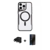 MARSİLYAN™- iPhone 15 Pro Max Kılıf Yadigar Klasik Özel Seri - Siyah 3D Antistatik Hayalet Cam Ekran Koruyucu + Raze Metal Kamera Lens - SH