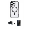 MARSİLYAN™- iPhone 15 Pro Max Kılıf Yadigar Klasik Özel Seri - Siyah 3D Antistatik Hayalet Cam Ekran Koruyucu + Raze Metal Kamera Lens - LT