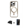 MARSİLYAN™- iPhone 15 Pro Max Kılıf Yadigar Klasik Özel Seri - Siyah 3D Antistatik Hayalet Cam Ekran Koruyucu + Raze Metal Kamera Lens - SH