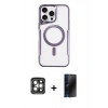 MARSİLYAN™- iPhone 15 Pro Max Kılıf Yadigar Klasik Özel Seri - Siyah 3D Antistatik Hayalet Cam Ekran Koruyucu + PVD Metal Kamera Lens - GI