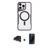 MARSİLYAN™- iPhone 15 Pro Max Kılıf Yadigar Klasik Özel Seri - Siyah 3D Antistatik Hayalet Cam Ekran Koruyucu + Raze Metal Kamera Lens - GS