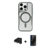 MARSİLYAN™- iPhone 15 Pro Max Kılıf Yadigar Klasik Özel Seri - Siyah 3D Antistatik Hayalet Cam Ekran Koruyucu + Raze Metal Kamera Lens - SH