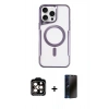 MARSİLYAN™- iPhone 15 Pro Max Kılıf Yadigar Klasik Özel Seri - Siyah 3D Antistatik Hayalet Cam Ekran Koruyucu + PVD Metal Kamera Lens - TU